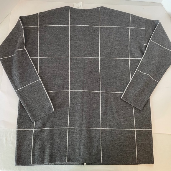 Eileen Fisher Windowpane Extra Fine Merino Wool Cardigan Gray Zip Up XXS - Picture 5 of 9